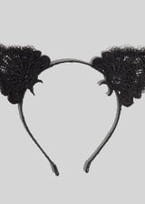 Lace Headband & Mask 2pc Set - Black Cat