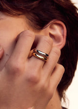 Two-Tone Wave Ring Set