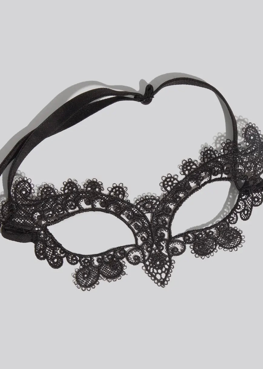 Lace Headband & Mask 2pc Set - Black Cat