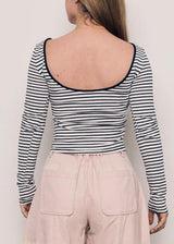 Open Back Striped Long Tee