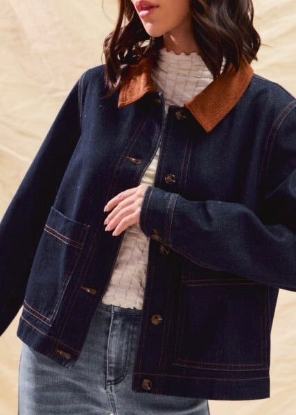 Denim Cropped Barn Jacket