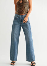 Twisted High Rise Stretch Barrel - Medium Denim