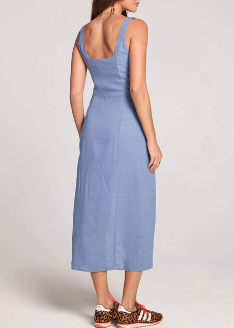 Woven Worn Blue Tank Midi Dress
