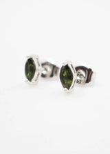 Green Tourmaline Marquise Studs in Sterling Silver