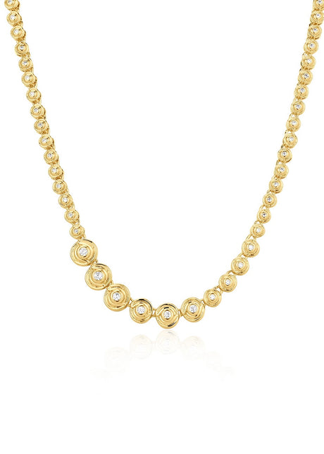 Wave Bezel Tennis Necklace