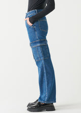 High Rise Straight Leg Cargo Jean