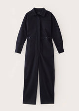 The Organic Cotton Twill Jumpsuit in Dark Blue