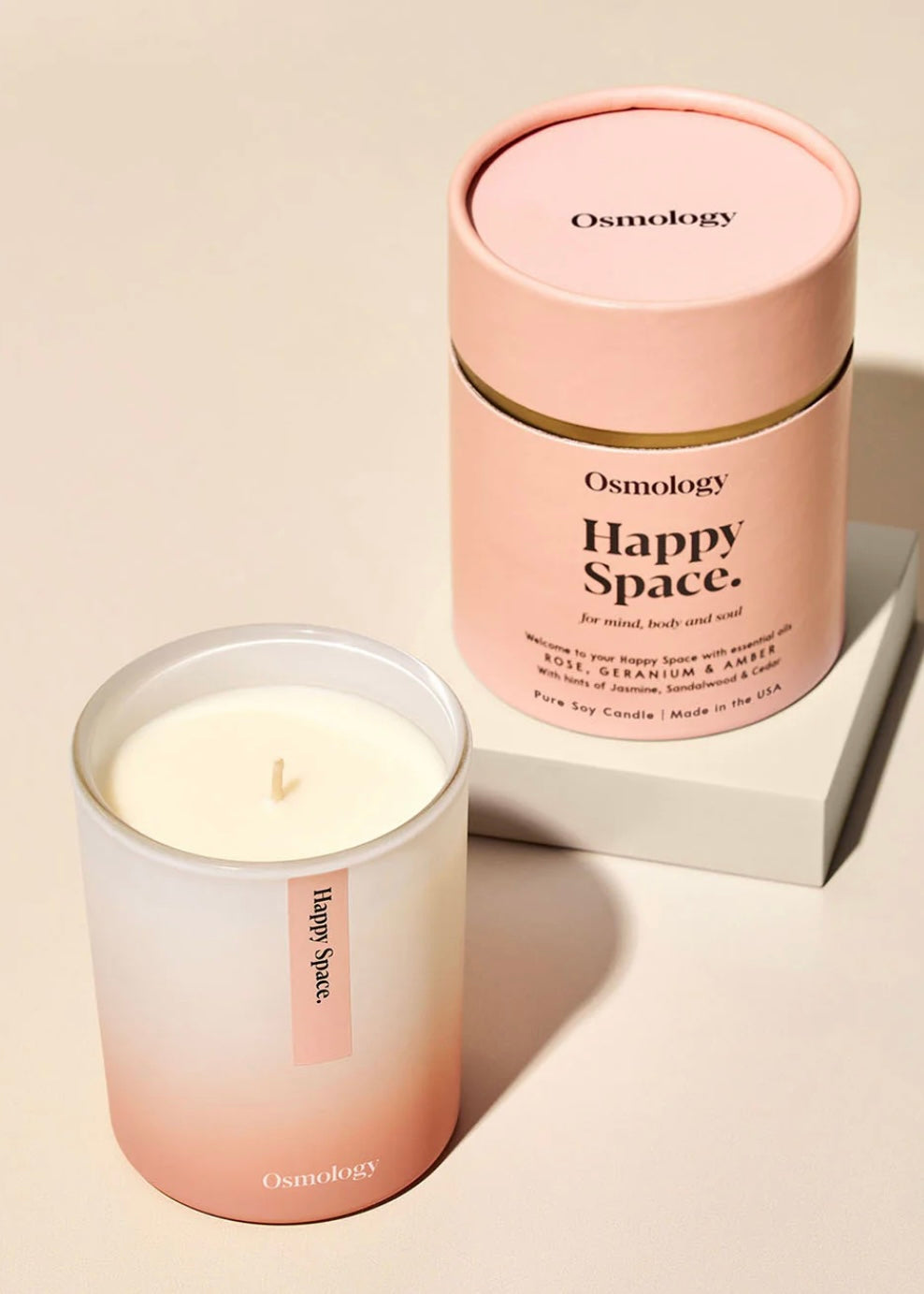 Happy Space 7 oz Candle - Rose Geranium + Amber
