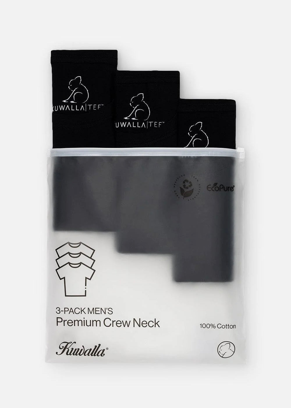 Crew Neck Tees - Black 3-Pack