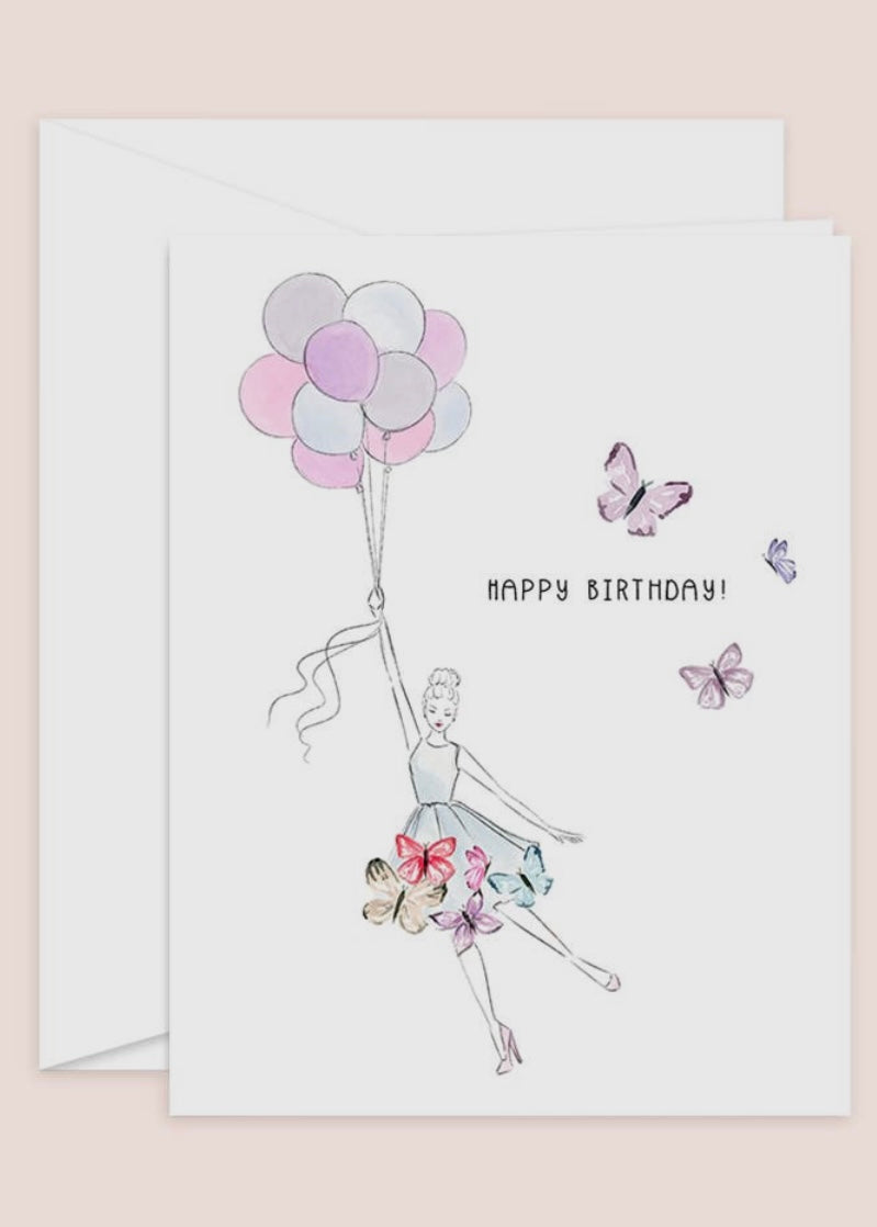 Happy Birthday Balloons + Butterflies Card