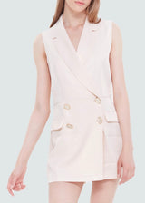 Tailored Blazer Romper in Pearl Gold