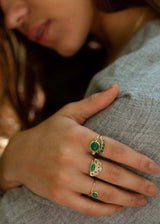 Hidden Star Ring in Green Onyx and Moonstone