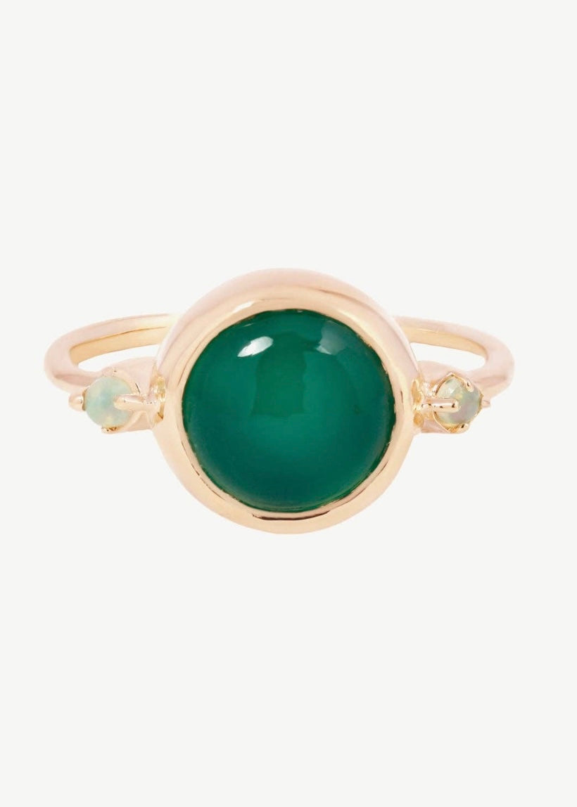 Hidden Star Ring in Green Onyx and Moonstone
