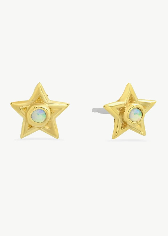 Tiny Star Earrings in Opal