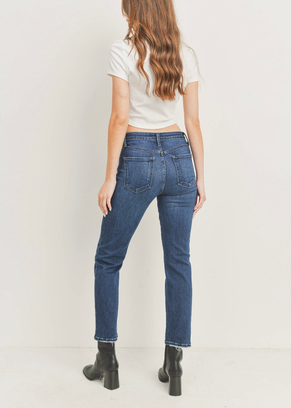 Distressed Hem Slim Straight