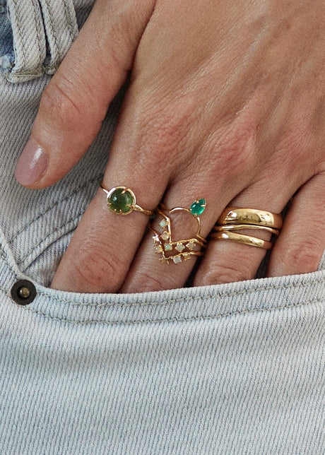 Fortune Teller Ring in Green Serpentine