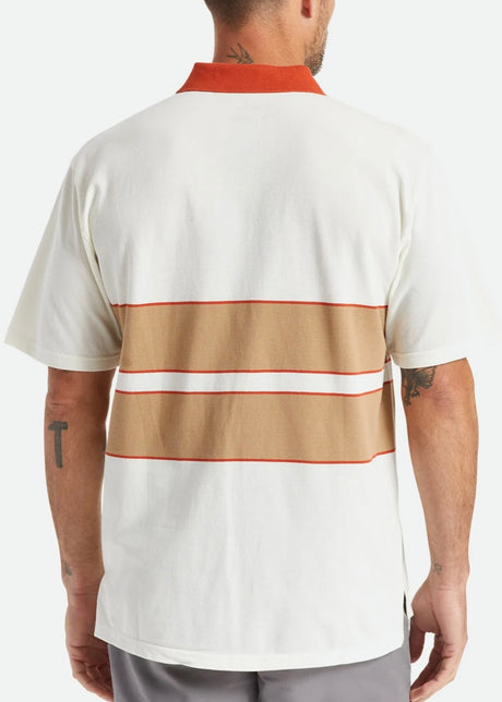 Shield Boxy SS Polo Knit - Off White/Tan