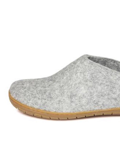 Slipper with Rubber Sole - Grey