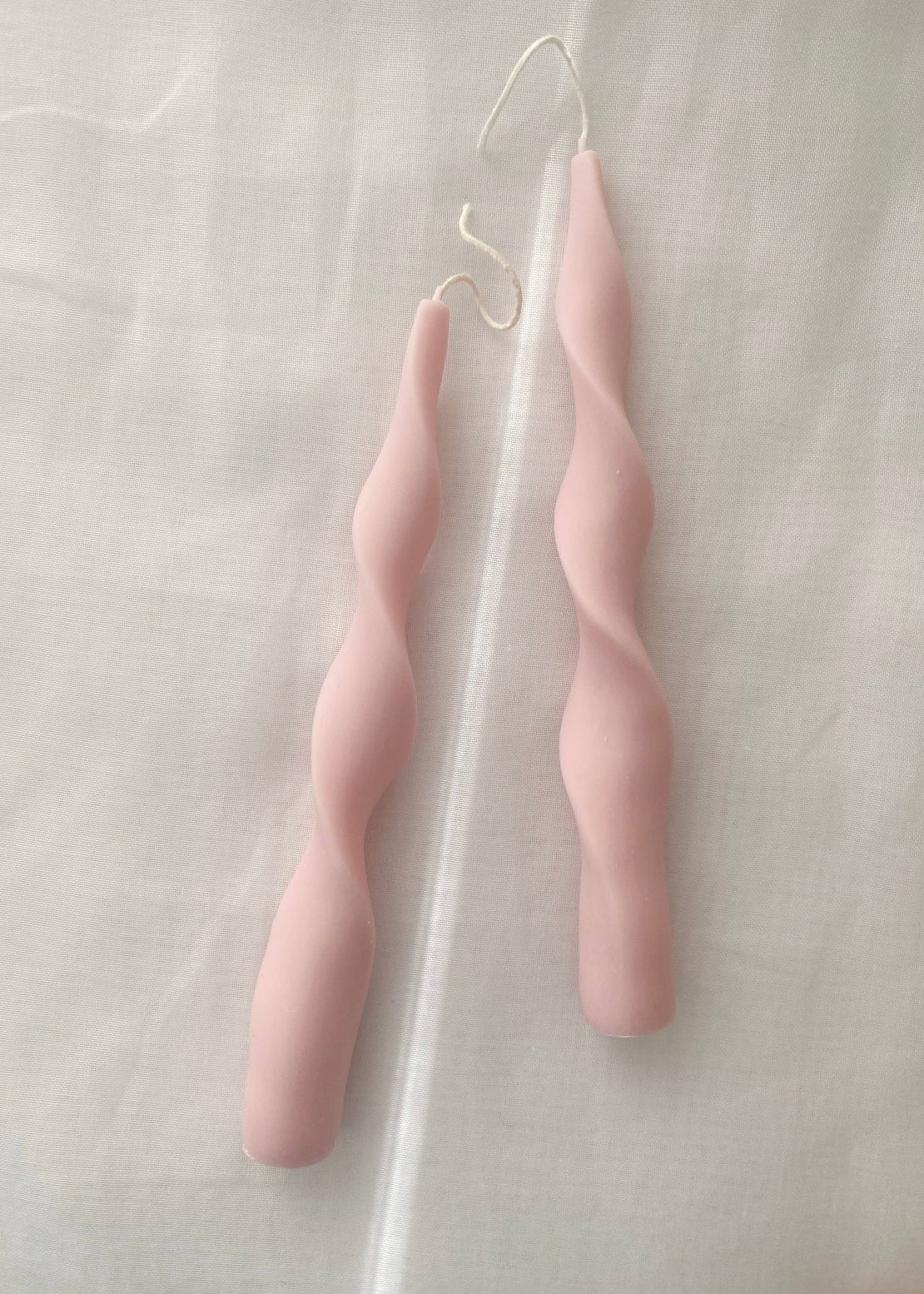 Blush Pink Ribbon Candlesticks Set
